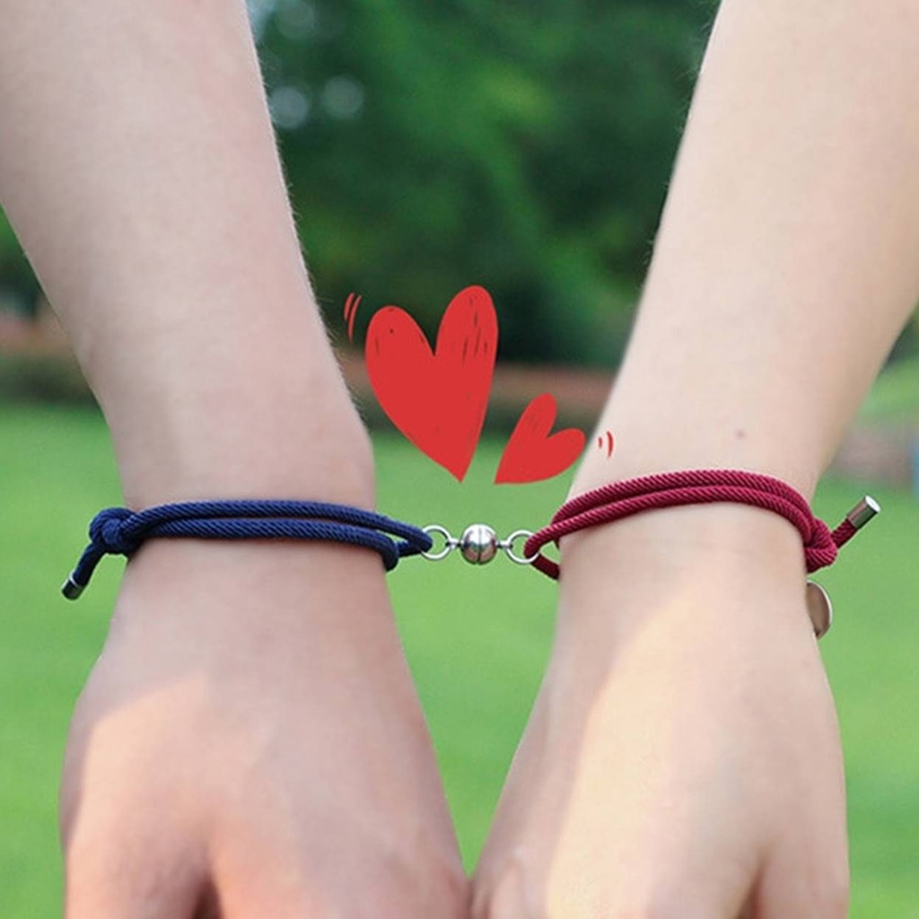 2Pcs GELANG MAGNET COUPLE KING QUEEN PASANGAN BISA CUSTOM NAMA TULISAN PANGGILAN SAYANG MAGNETIC