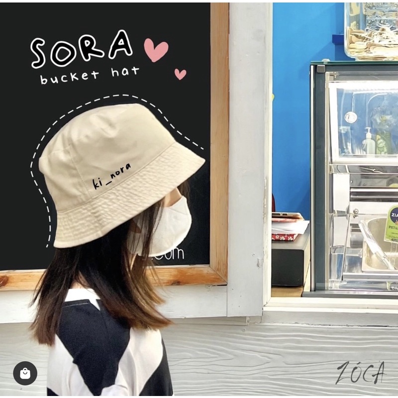 TOPI BUCKET HAT KOREAN SORA (FREE CUSTOM NAMA)