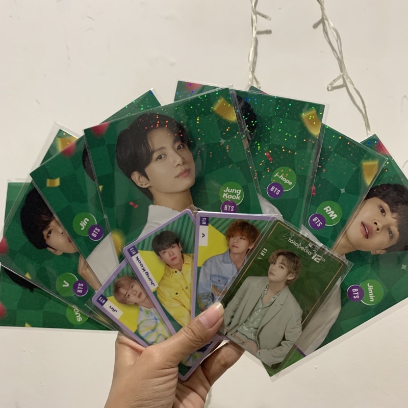 Photocard Postcard Hologram Photo Card BTS x Toko Hijau Jungkook V Taehyung Jimin J-Hope Suga Jin RM