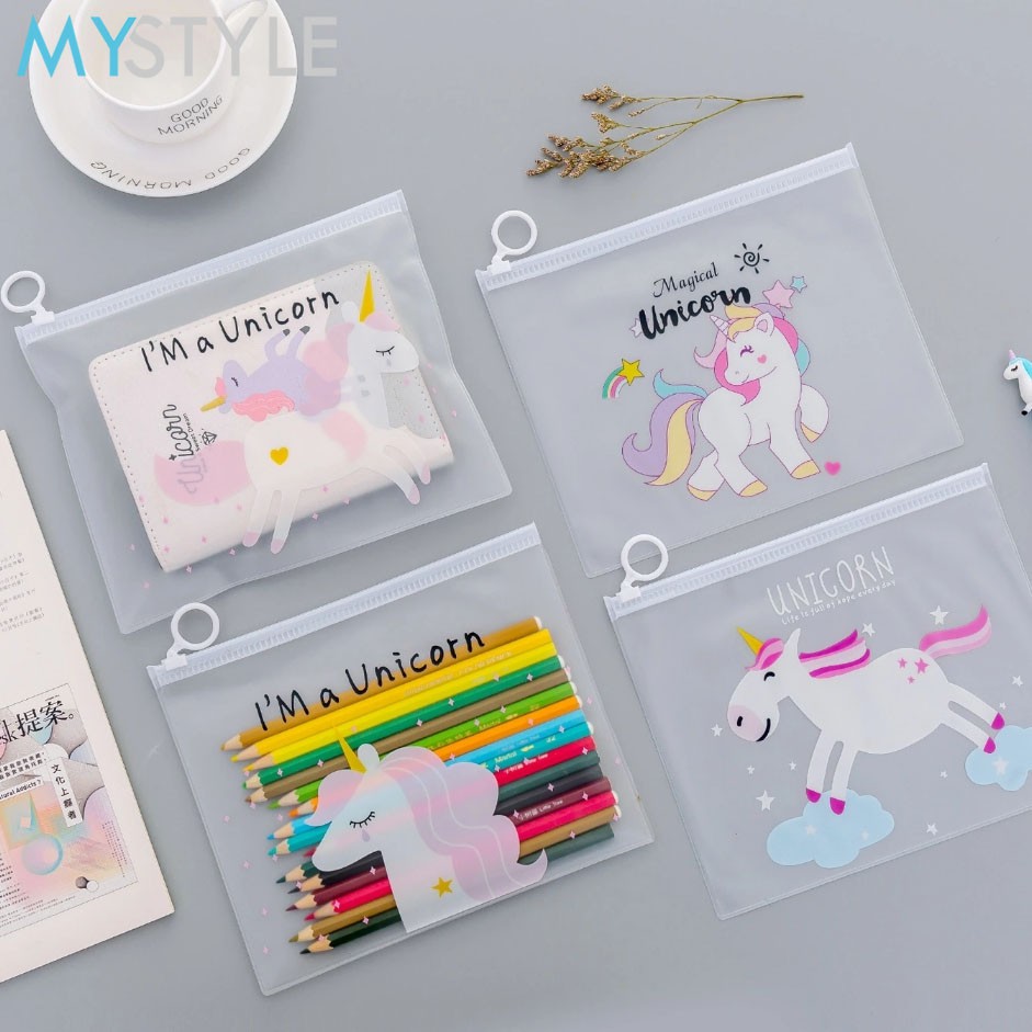 KOTAK PENSIL UNICORN TRANSPARAN PENCIL CASE TEMPAT PENSIL ANAK MURAH