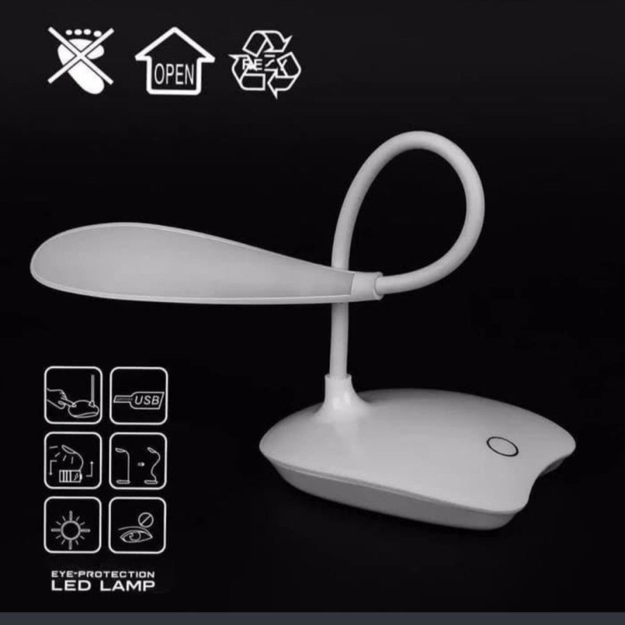 Lampu meja belajar 14 LED 3 mode sentuh rechargeable desktop lamp baca aksesoris interior kamar home