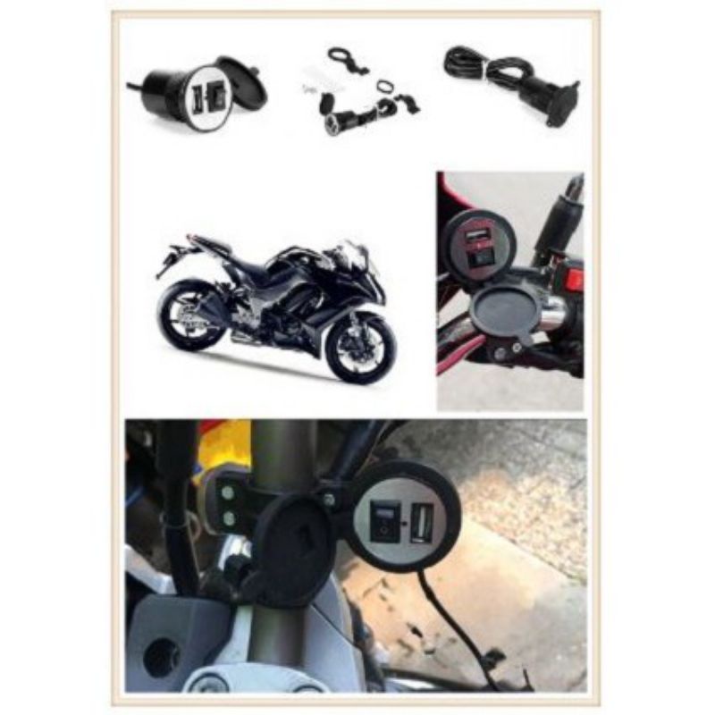 Motorcycle phone Charger Charging Casan Chasan Motor Anti air Stang Waterproof