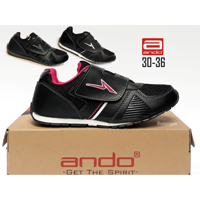 TERLARIS - SEPATU SEKOLAH ANAK HITAM ANDO RAFA VELCRO SEPATU SEKOLAH SD