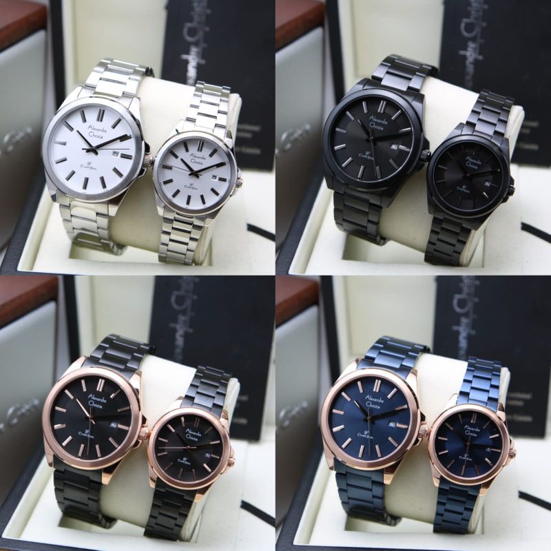 Jam Tangan couple Alexandre Christie Ac 8663 Rantai original