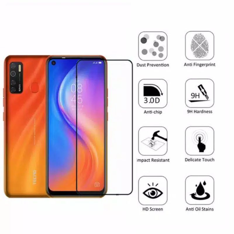 TECNO SPARK 5 PRO 7 PRO CAMON 19 PRO TEMPERED GLASS 9D FULL COVER FULL GLUE