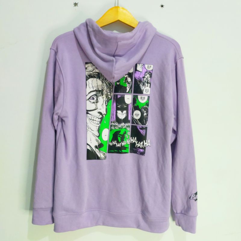 Hoodie H&amp;M Hnm Batman Lilac Purple Pria Wanita Full Tag Free Paper Bag