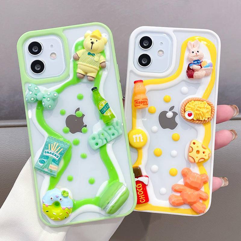 Soft Case Silikon Motif Makanan 3D Untuk iPhone 13 12 11 Pro MAX Mini X XS MAX XR SE 2022 2020 7 8 Plus