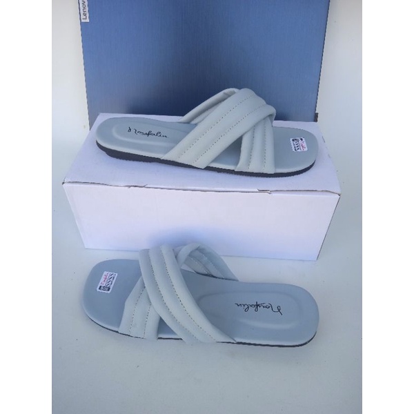 SANDAL WANITA SILANG NAUFALIN CASUAL ELASTIS TEPLEK TRENDY PEREMPUAN DEWASA plat shoes