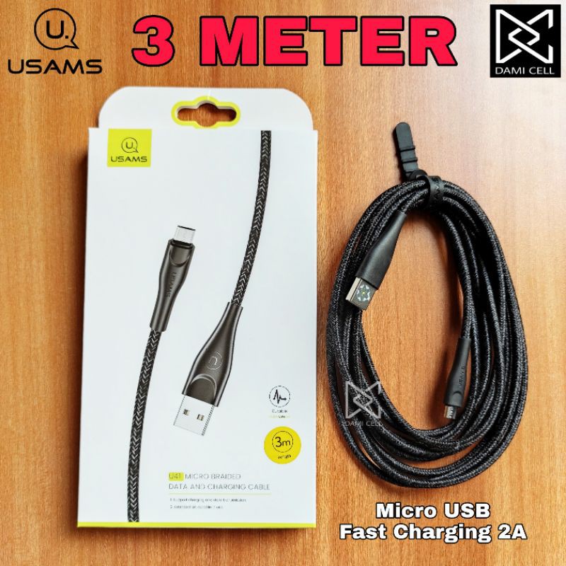 USAMS Kabel Data 3 Meter Micro USB Fast Charging 2A Original