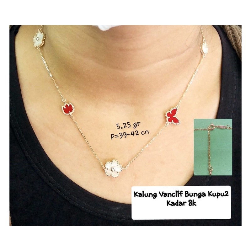 KALUNG FASHION WANITA DEWASA MODEL KUPU BUNGA KADAR 375/8K