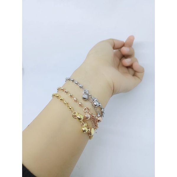 gelang rantai bolaukir + sangkar +2bel/gelang perak asli silver 925 lapis emas/gelang fashion wanita