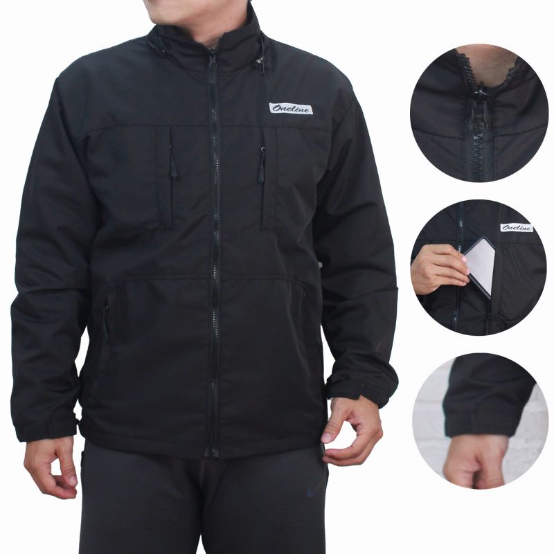 Jaket Pria Keren Distro Hodie Parasut Taslan Waterproof dan Anti Angin