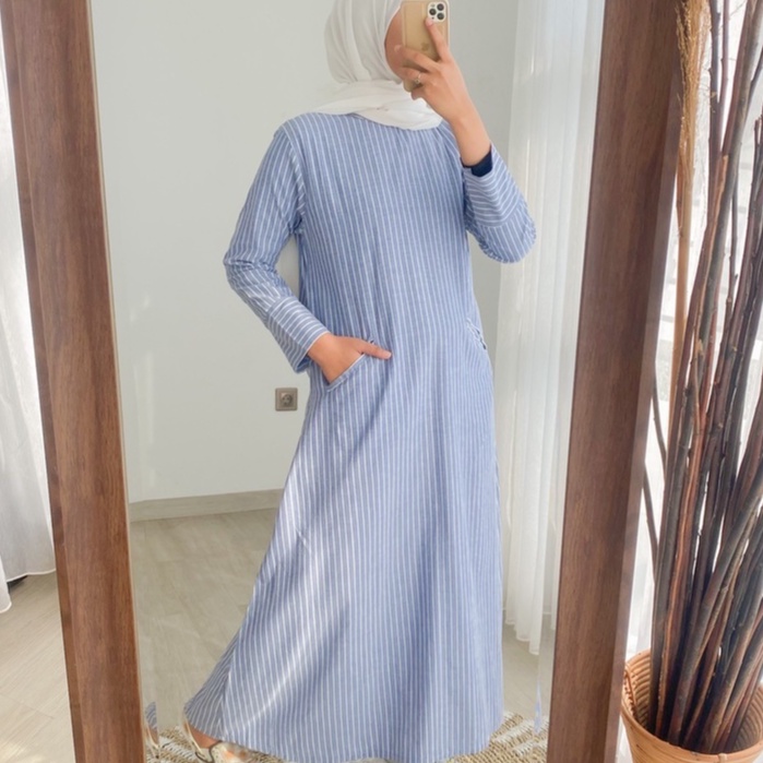 BELYA DRESS - Gamis Wanita / Katun Cantik / Murah Banget / Maxy Casual / Simple / Stripe