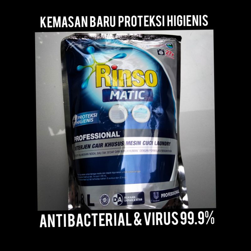 Detergen cair Rinso matic professional 1,65 Liter original produk  Cuci lebih bersih dan harum