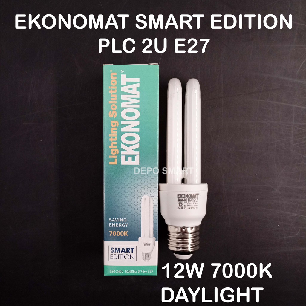LAMPU EKONOMAT SMART EDITION PLC 2U MODEL 12 7000K PUTIH 12W E27 MURAH