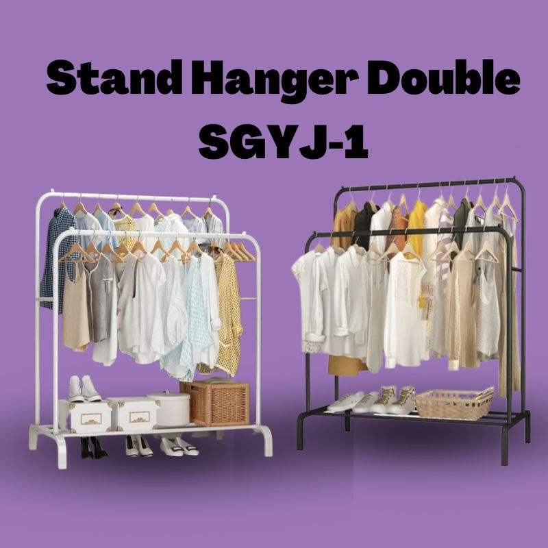 BISA COD Stand hanger Gantungan Baju Rak Lemari Gawang Jemuran Stand Hanger Butik Tempat Pakaian Sepatu HSH103 Single Double