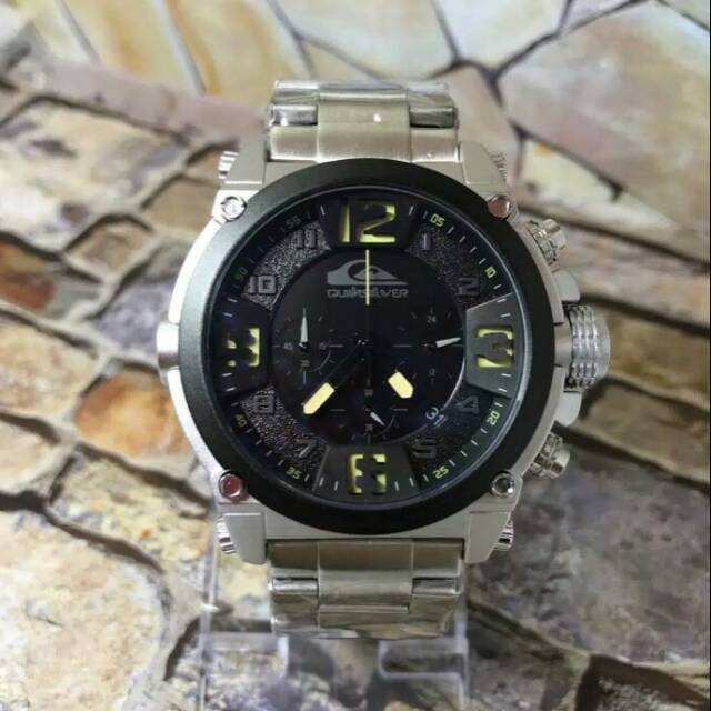 JAM TANGAN PRIA QUIKSILVER RANTAI STEEL CHRONO UDAH PAKAI BOX