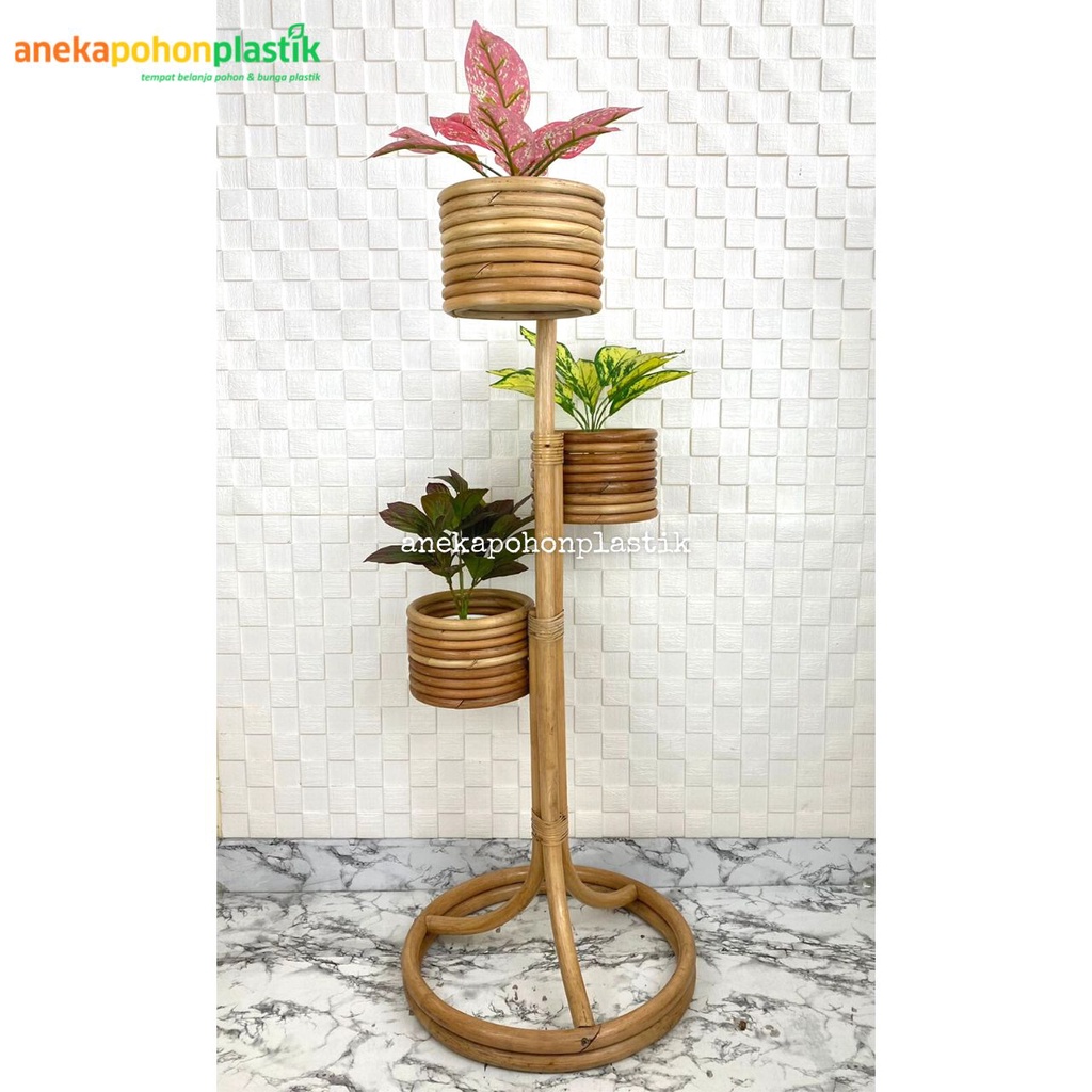 SET Bundling Tanaman Hias Artificial Aglonema Puring Magnolia Mini D12 Pot Tawon Plastik Standing Ro