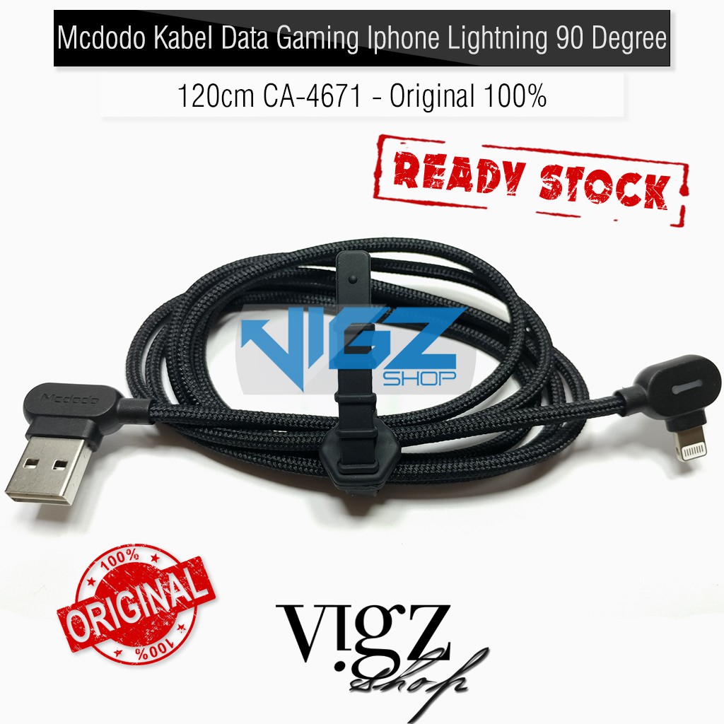 Mcdodo Cable Kabel Data Gaming Iphone Lightning 90 Degree 120cm CA-4671 Original