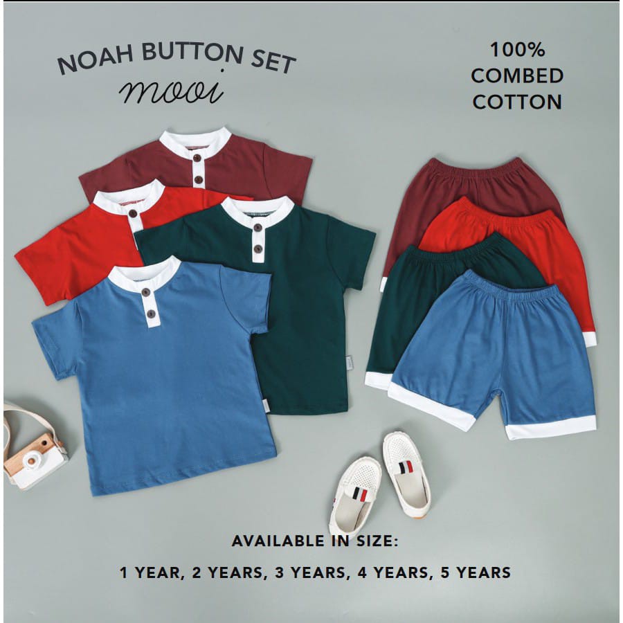 PROMO 7.7 PROMO BAJU LEBARAN MOOI NOAH  Setelan Baju anak Setelan Pendek anak Butoon tee set 1-5 Tahun