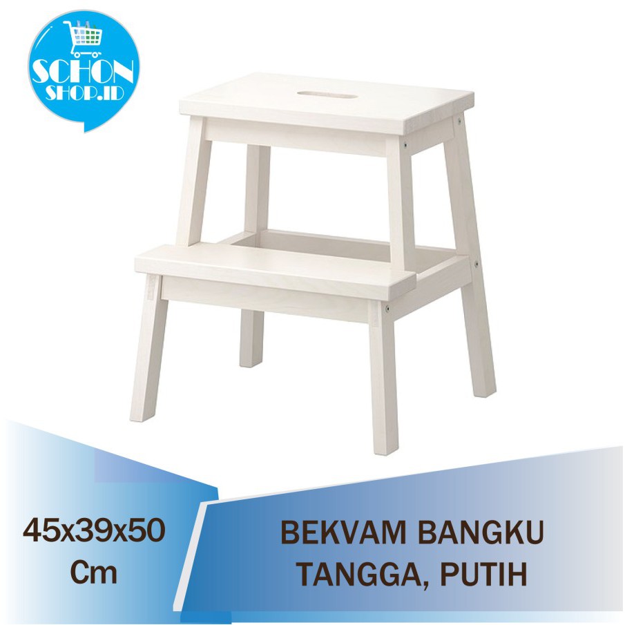 Bangku Tangga Kayu 2 Step / Step Stool BKVM Solid Wood - Putih
