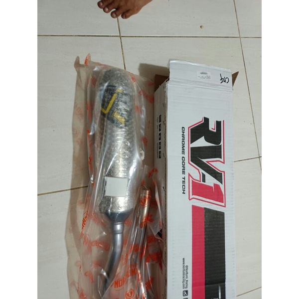 KNALPOT RECING NORIFUMI RV1 N4 LOGO NEW YELLOW KAWASAKI KLX 150