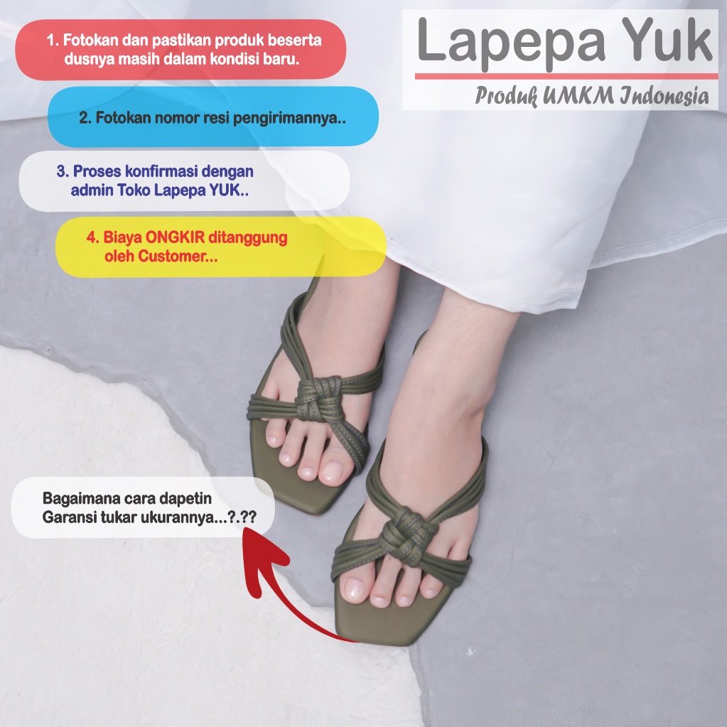 LAPEPA YUK - Sandal Wanita Teplek DIANDRA ALL COLOR Sendal Cewek Flat Kasual Model Silang Unik Size 36 37 38 39 40 Lucu Jalan Casual Santai Rumah Slop Warna Hitam Putih Sandals Pergi Selop Premium Original Kekinian Terbaru Shoes Mall Official Store