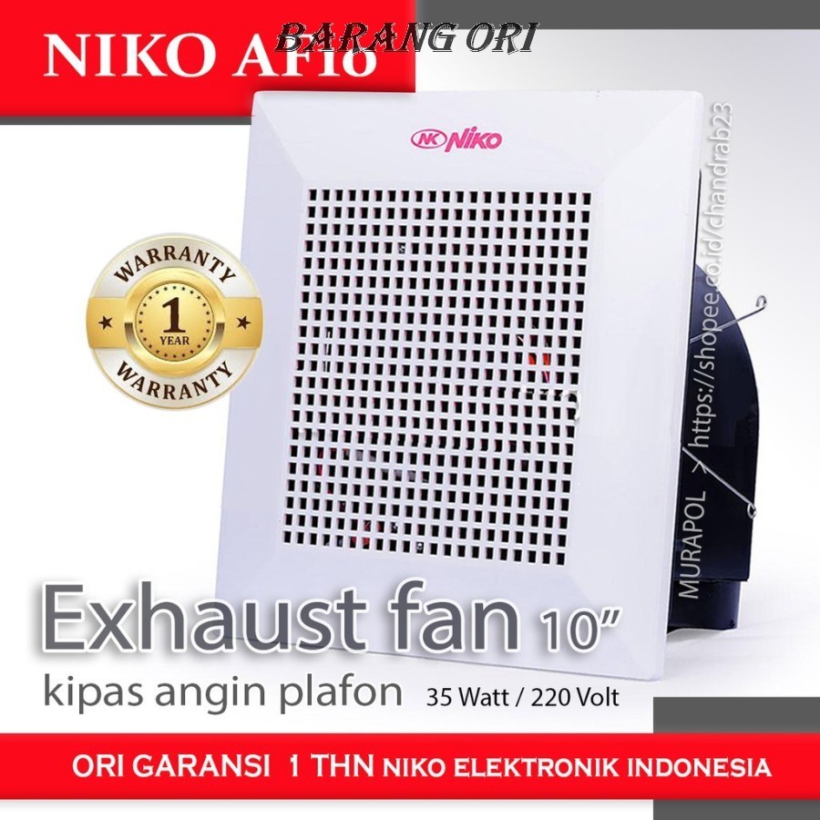 Niko Kipas Angin Hisap Plafon / Exhaust Fan 10 Inch AF-10 original