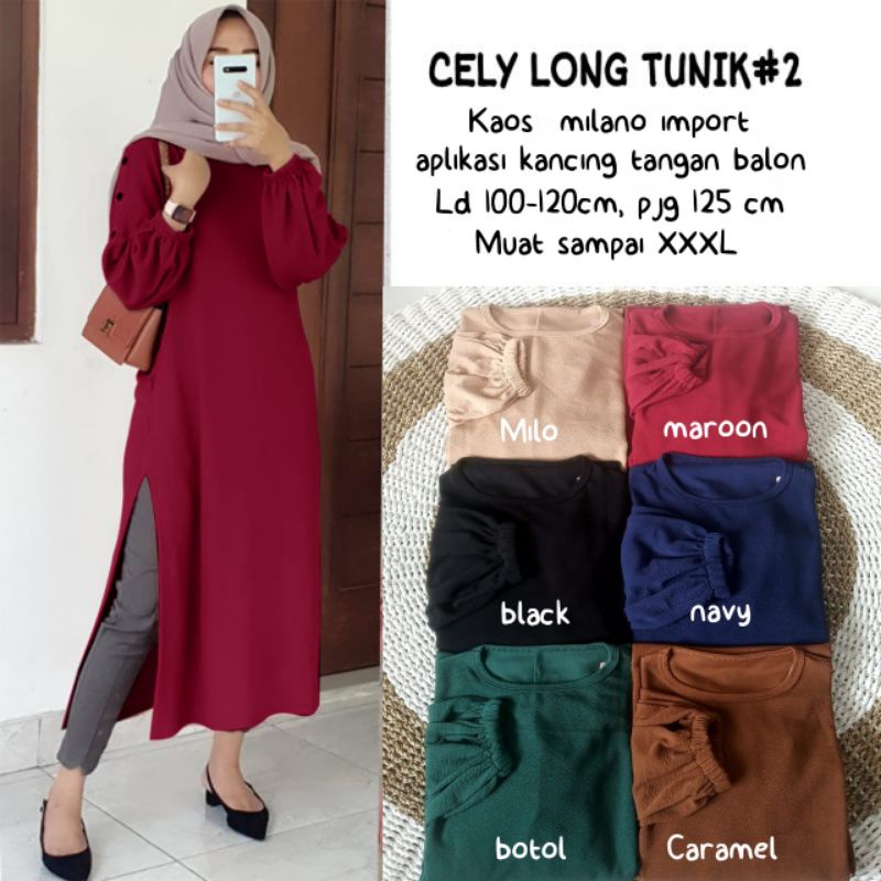 Cely Long Tunik - Tunik Milano Premium LD100+ / R.10 - 291-6224