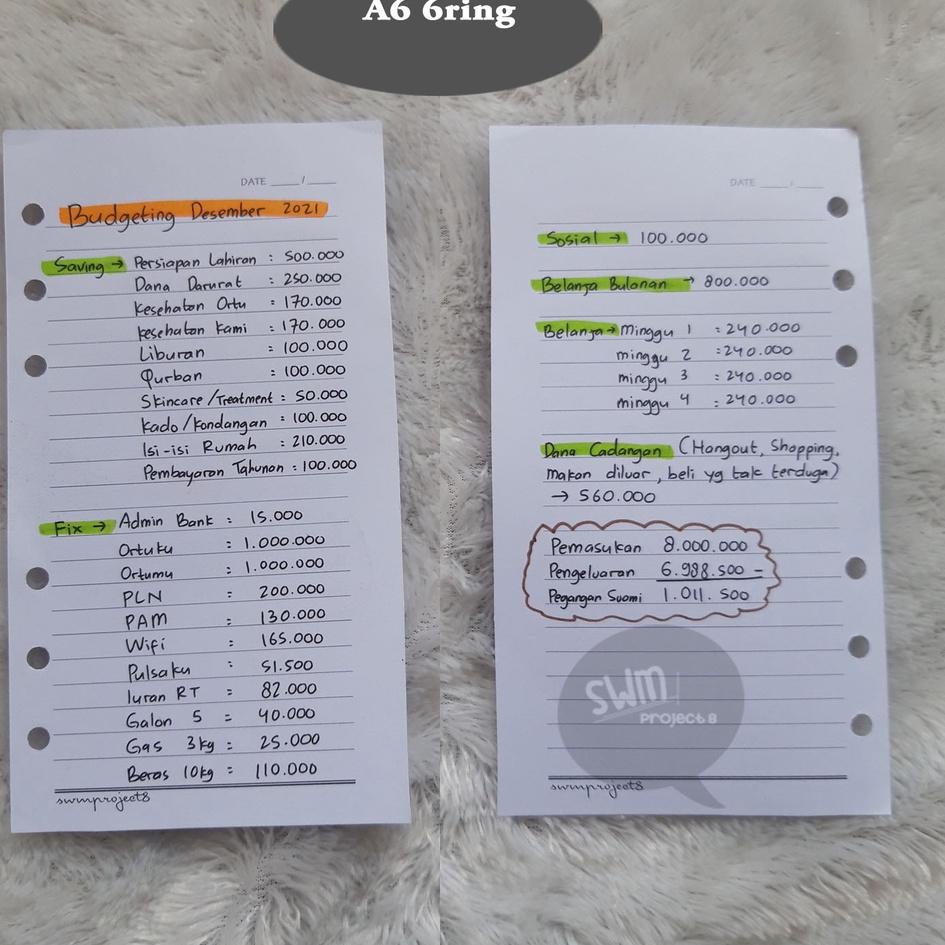 

TCN PAKET CASH BINDER A6 6RING - budget wallet plan dompet pintar atur anggaran keuangan bulanan ㄿ 35
