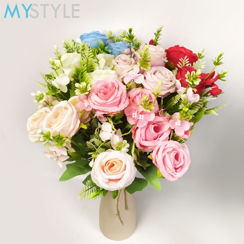 MYSTYLE BUNGA  ROSE 4R3H 1  TANGKAI 4 BUNGA  MAWAR PLASTIK 