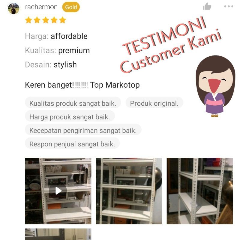 Rak Besi Serbaguna Susun 5 Siku Gudang Dapur Barang Toko Laundry Minimalis Boltless MyStar