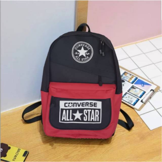 Ransel Pria Sablon All Star Tas Ransel Kasual Perjalanan Sekolah Laptop Pria Multifungsi Tahan Air Tas Oxford Ransel Olahraga Luar Ruangan Hitam