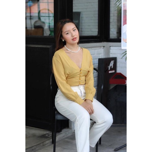 Clarissa Top Crop//Atasan Top Crop//Atasan Wanita//Blouse Rayon