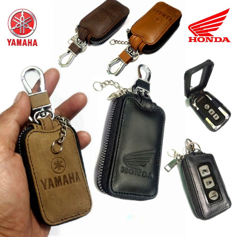 dompet kunci remote keyless motor kulit asli gantungan kunci stnk motor