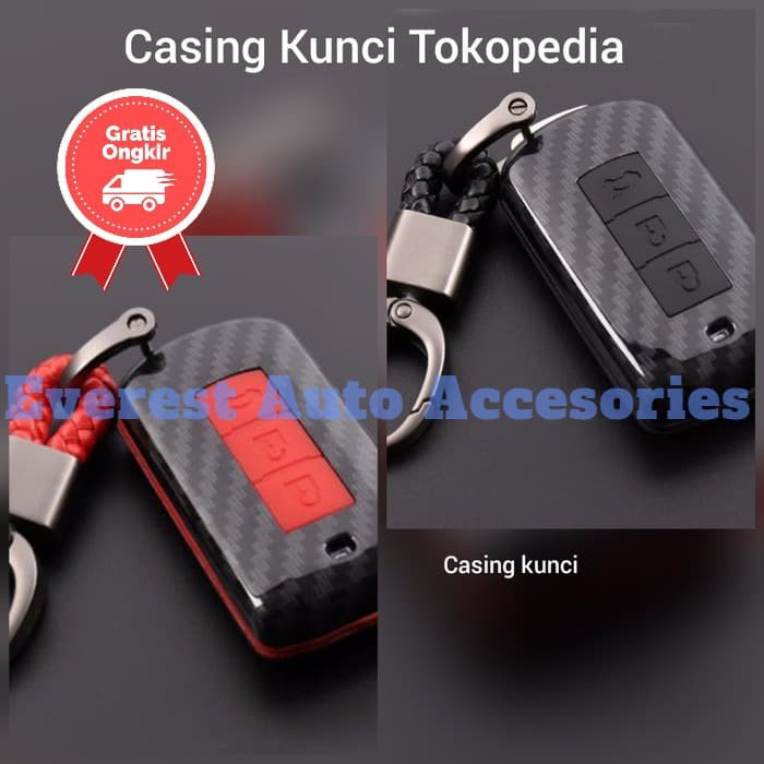 Key Case Xpander Pajero Livina Casing Kunci Cover Carbon Mitsubishi Smart Key 2 Tombol 3 Tombol