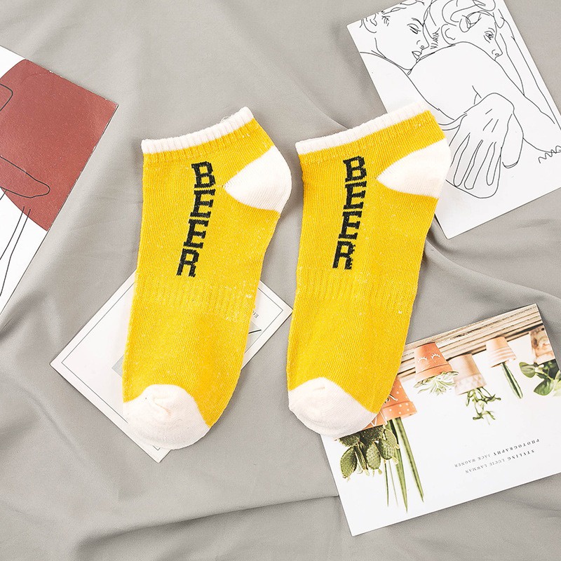 Kaos Kaki Ankle Pendek Lucu Tebal 1kg muat 86pcs Motif Brown Import Lembut GANNISE KK0002-KK0010 YELLOW
