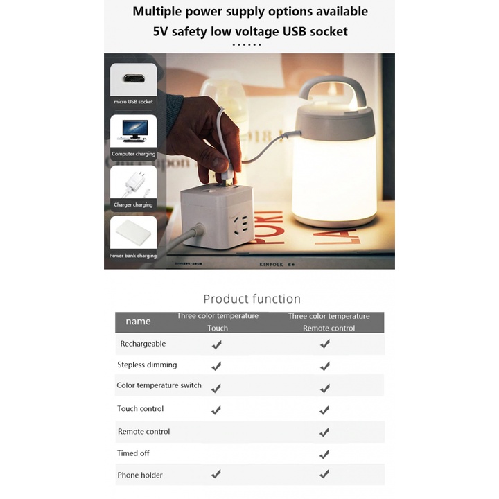 B23 YOUPIN WT1901 Lampu Smart LED Rechargable Outdoor Night Lamp