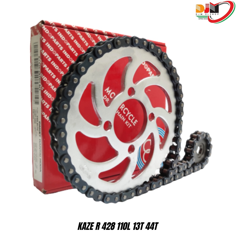 INDOPARTS Gear Set Paket Kawasaki KAZE R  Rantai 428-110L 13T 44T