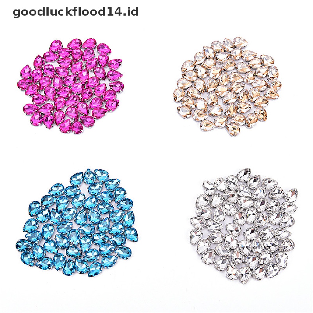 [OOID] 50x Drops of Water Glass Rhinestone DIY Clothing Accessories Applique Sewing On ID