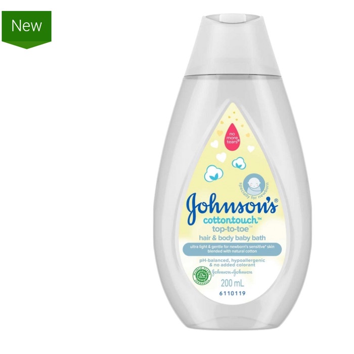 Johnson's Cotton Touch Top-To-Toe Wash Pump / Sabun+Shampoo Bayi 500ml / 200ml