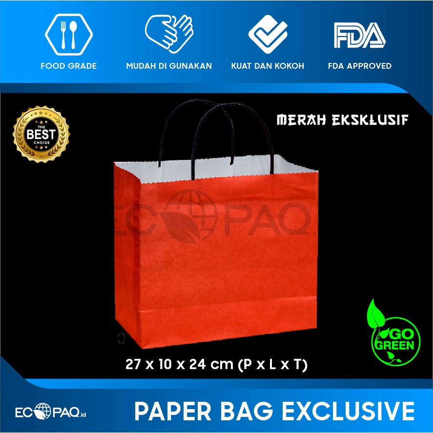 

Paper Bag - Paperbag Polos - MERAH - 27x10x24 cm (20 pcs)