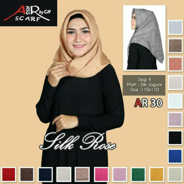 Termurah jilbab segi empat silk jaguar | segi empat silk rose