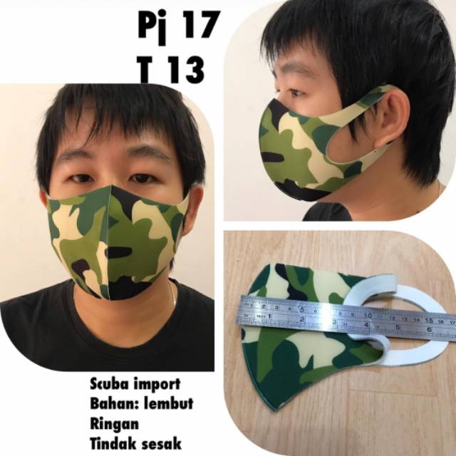 T2-MASKER MULUT/MASKER SCUBA MOTIF ARMY IMPORT