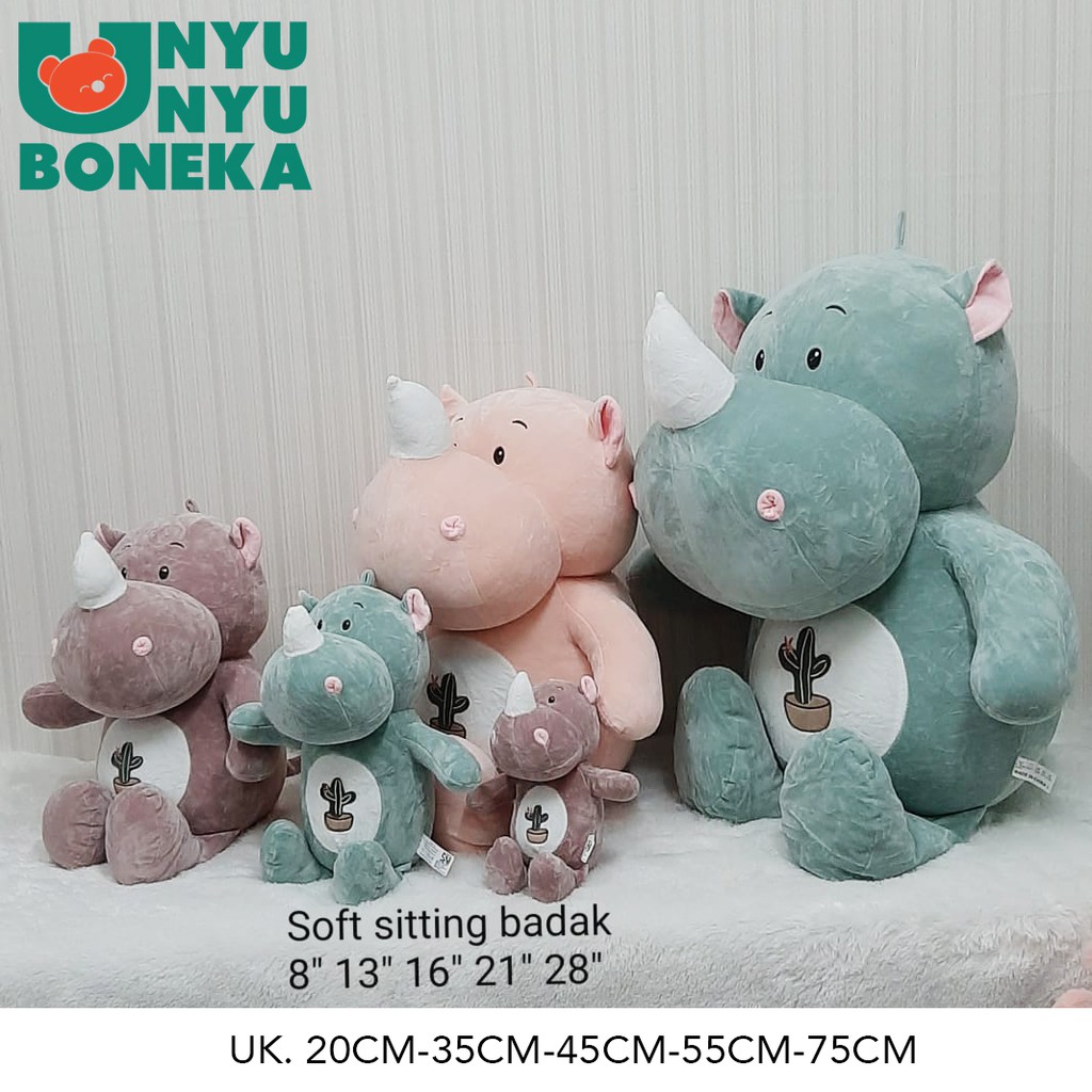 Boneka soft badak rhino big 1 meter animal import badak bercula satu boneka souvenir taman safari