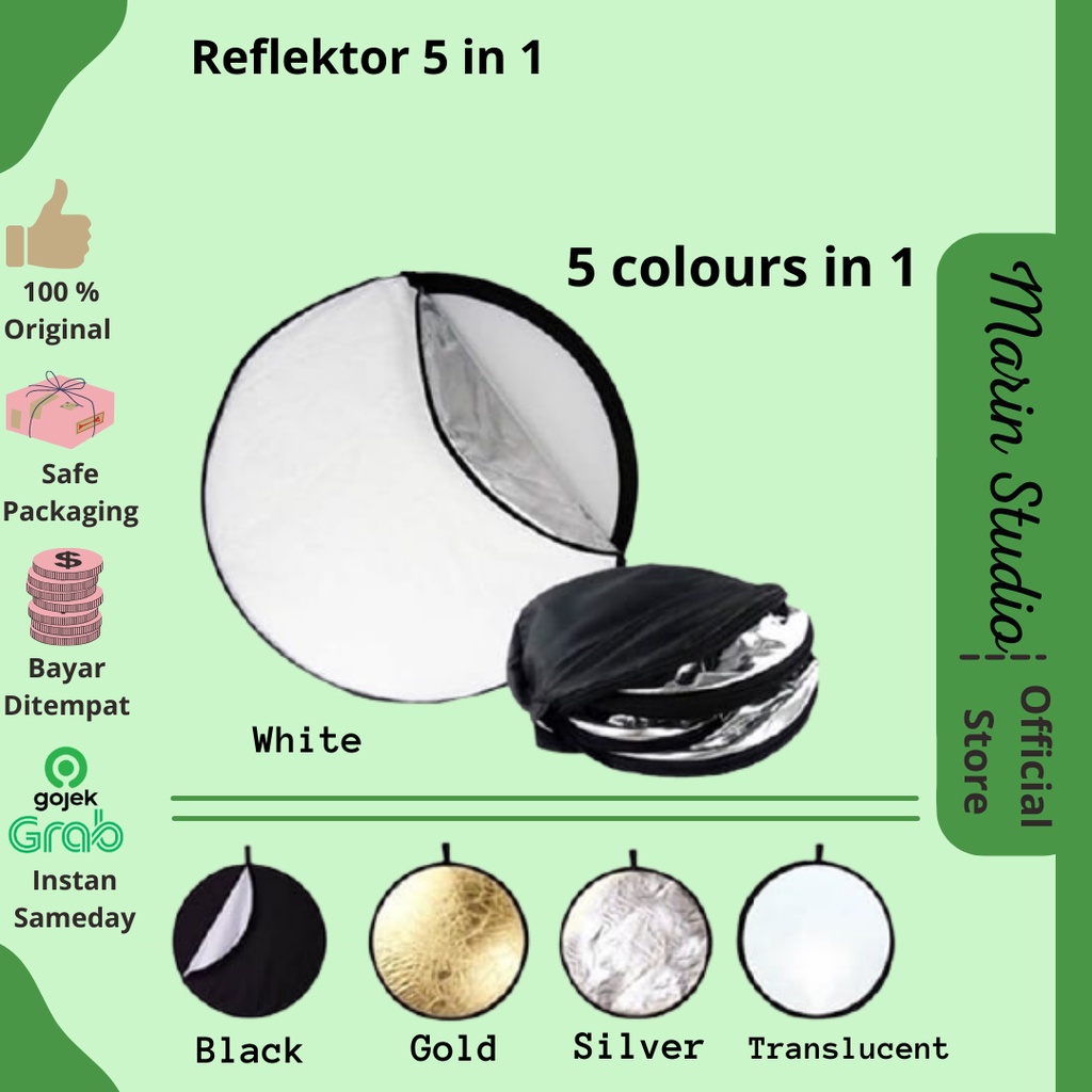 Reflektor Foto 5in1 Lightning Reflector Reflektor Cahaya Pemantul Cahaya Foto 5 in 1 Reflektor