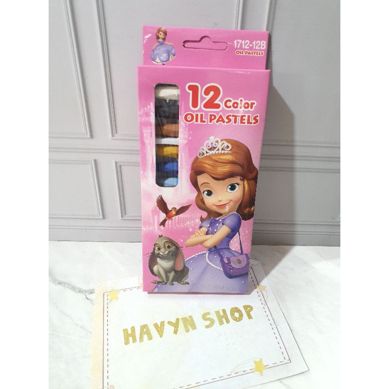 CRAYON 12 warna FANCY karakter lucu/krayon murah/oil pastels-Sofia