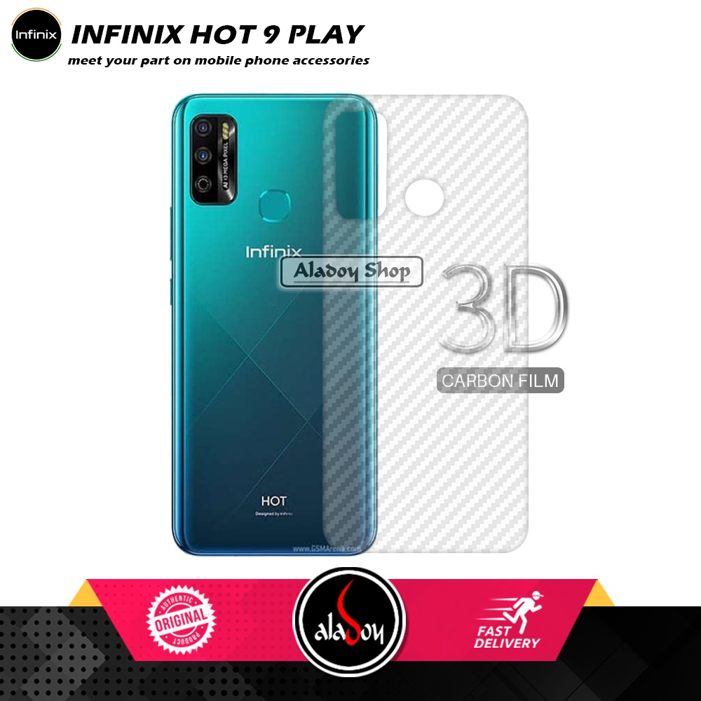PAKET 3 IN 1 Tempered Glass Layar Infinix Hot 9 Play Free Tempered Glass Camera dan skin carbon