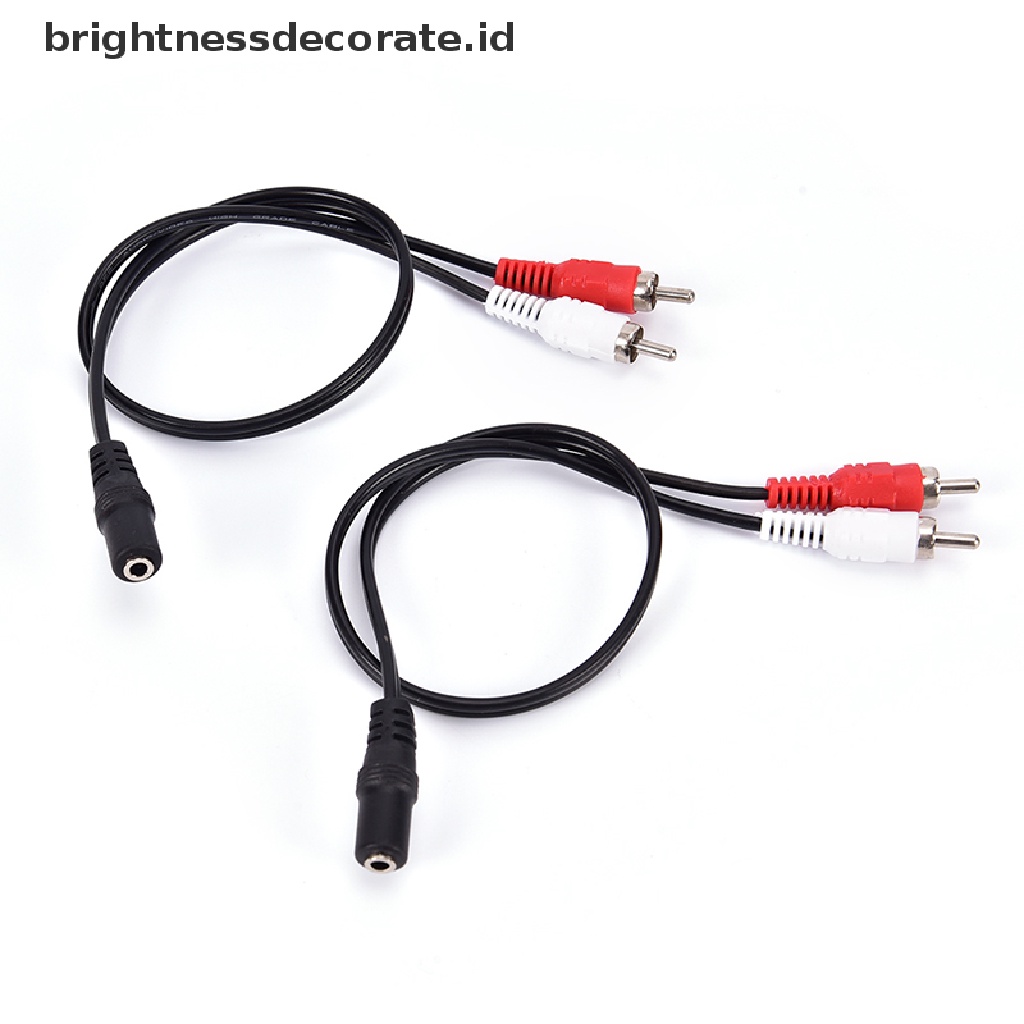 2-rca Male Plug Ke 3.5mm Female Aux Audio Jack Adapter Kabel Konverter Headphone (Id)