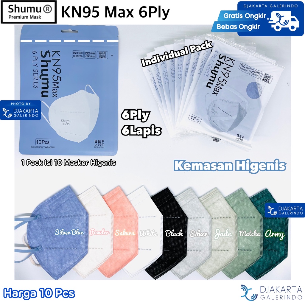 Masker SHUMU KN95 MAX 6Ply Individual Pack isi 10Pcs